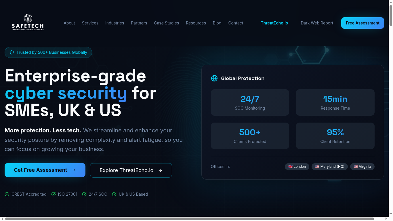 Safetech Innovations website screenshot
