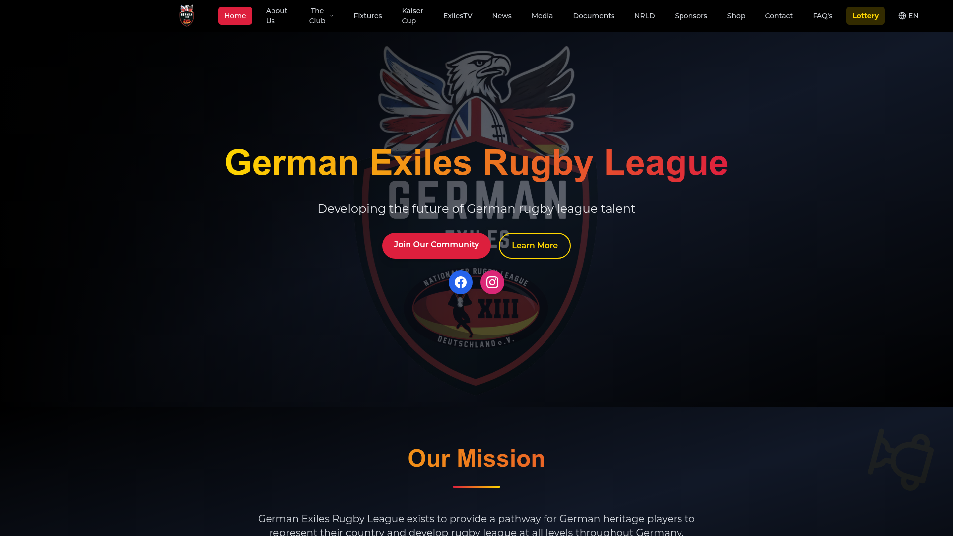 German Exiles RL website screenshot